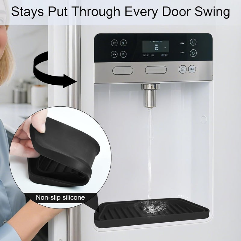KindGa Refrigerator Drip Catcher Tray,Protector Ice and Water Dispenser Pan,Fridge Spills Water Pad Catch Basin for Drainage 2 Pack (Rectangular,Black) - Image 5